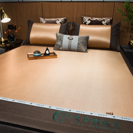 91家纺网 家纺一手货源 找家纺 全季家居 2024新款A类艾草驱蚊冰藤席 艾草-金色