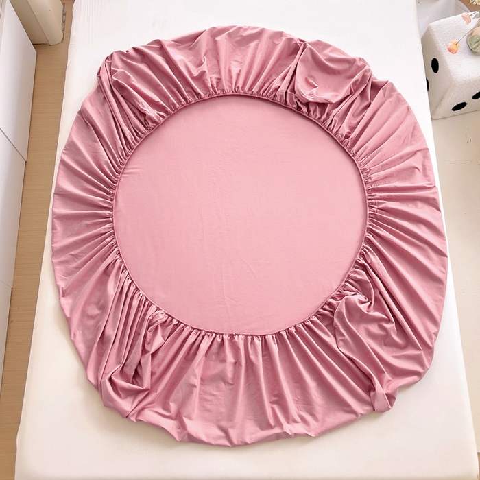 91家纺网 家纺一手货源 找家纺 情煊家纺 2024新款全棉纯色床笠 豆沙