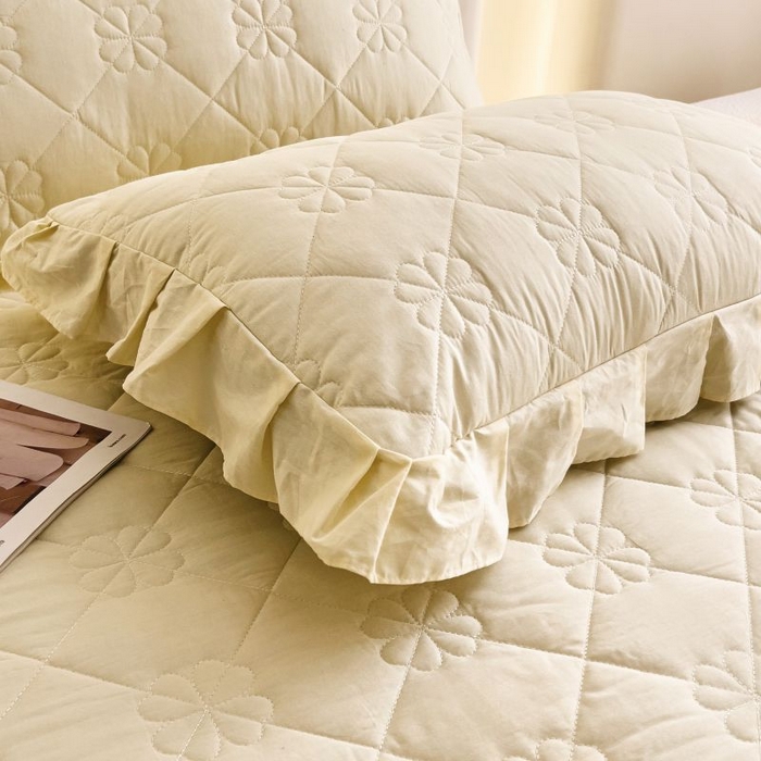 91家纺网 家纺一手货源 找家纺 情煊家纺 2024新款全棉亲肤夹棉纯色床笠 奶白