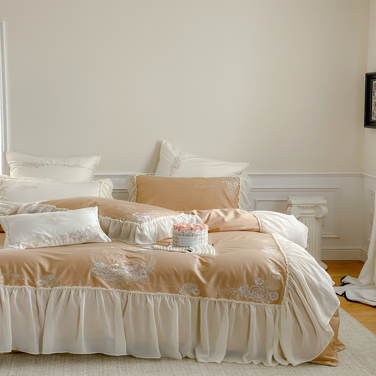 91家纺网 家纺一手货源 找家纺 2024新款100支全棉 温莎城堡系列四件套温莎城堡（图二） 美拉德棕