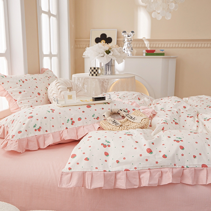 91家纺网 家纺一手货源 找家纺 （总）一米阳光 2024新款2月全棉花边款四件套