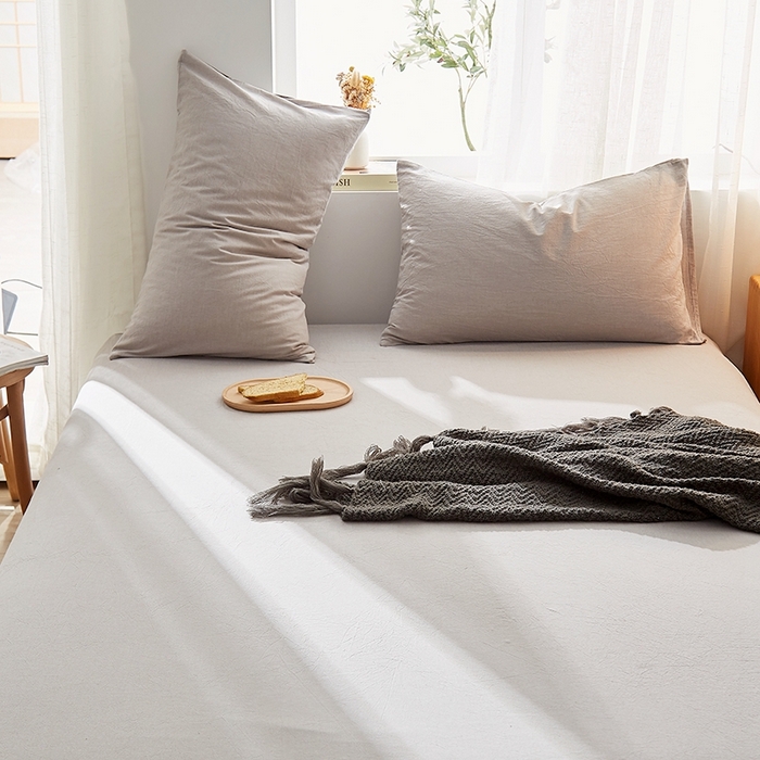 91家纺网 家纺一手货源 找家纺 暖阳 2025新款全棉水洗棉单床单 冰山灰