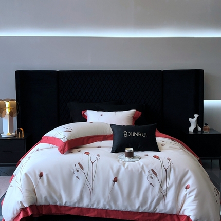 91家纺网 家纺一手货源 找家纺 （总）馨蕊2024新款100S高奢简约活性数码印花系列四件套-棉玫瑰佳人