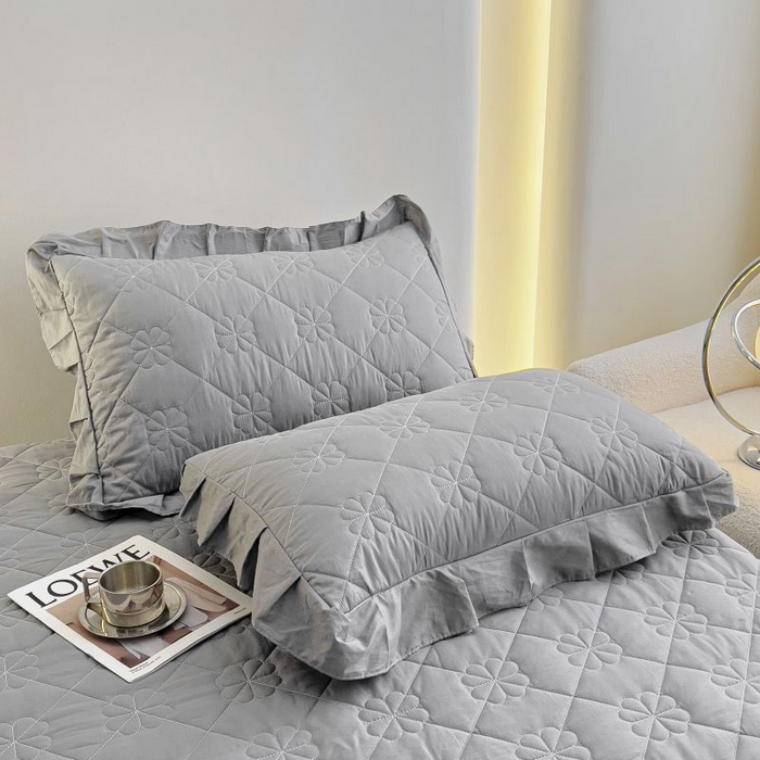 91家纺网 家纺一手货源 找家纺 情煊家纺 2024新款全棉亲肤夹棉纯色床笠 绅士灰