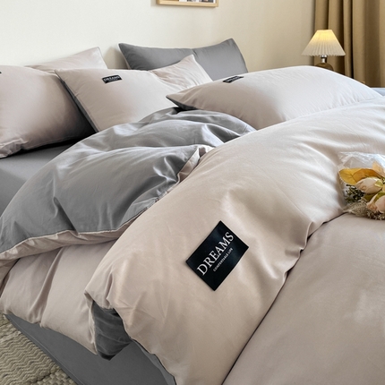 91家纺网 家纺一手货源 找家纺 （总）如约 2025春夏新品全棉13372纯色双拼四件套