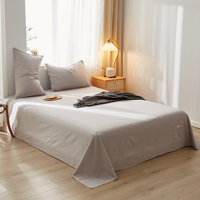 91家纺网 家纺一手货源 找家纺 暖阳 2025新款全棉水洗棉单床单 冰山灰