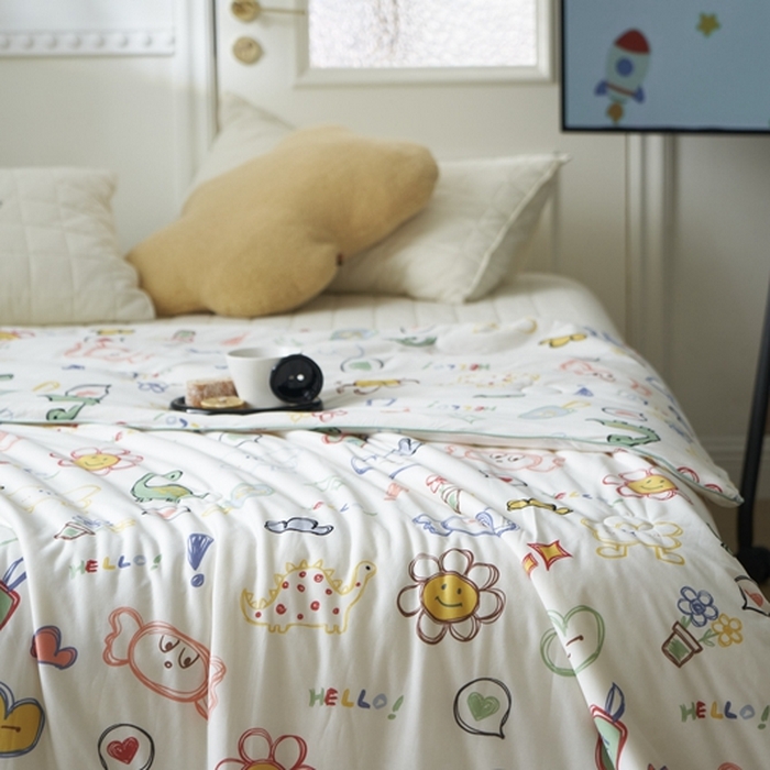 91家纺网 家纺一手货源 找家纺 米菲 A类生态锦棉牛奶针织棉大豆夏被（四季款） 糖果世界