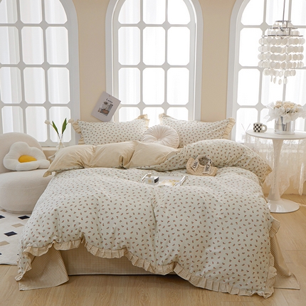 一米阳光 2024新款2月全棉花边款四件套 恬语