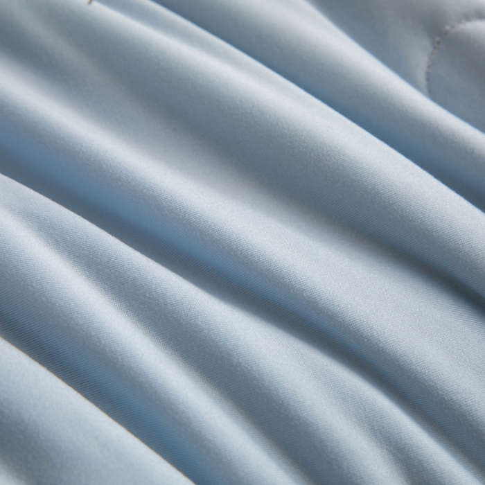 91家纺网 家纺一手货源 找家纺 吾诺家居 2024新款针织棉双拼色大豆夏被 浅兰-宝蓝