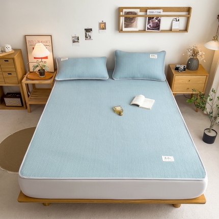 91家纺网 家纺一手货源 找家纺 （总）丝羽坊 2025新款PE凉感450克A类华夫格冰豆豆软凉席-床笠款