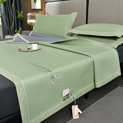 91家纺网 家纺一手货源 找家纺 【高端冷感系列】（总）小牛席业 2024新款天鹅刺绣冷感豆豆席系列凉席藤席冰藤席冰丝席竹席乳胶席凉感豆豆席凉豆豆