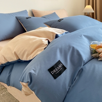 91家纺网 家纺一手货源 找家纺 （总）如约 2025春夏新品全棉13372纯色双拼四件套