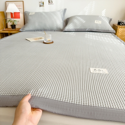 丝羽坊 2025新款PE凉感450克A类华夫格冰豆豆软凉席-平铺款 华夫格-灰