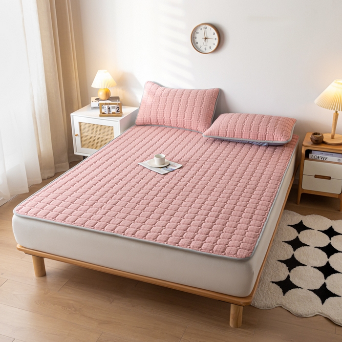 91家纺网 家纺一手货源 找家纺 鑫钰 2024水洗棉床护垫-简格 简格-豆沙格