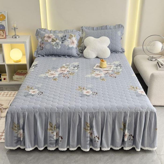 91家纺网 家纺一手货源 找家纺 情煊家纺 2024新款全棉亲肤夹棉印花床裙 15茗香阁