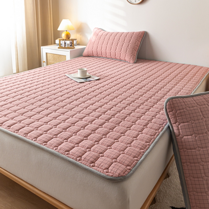 91家纺网 家纺一手货源 找家纺 鑫钰 2024水洗棉床护垫-简格 简格-豆沙格