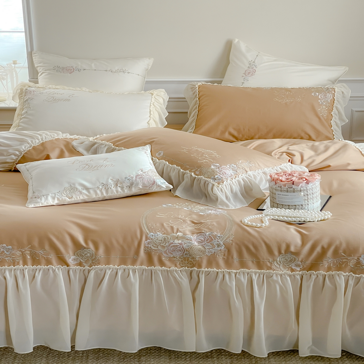 91家纺网 家纺一手货源 找家纺 2024新款100支全棉 温莎城堡系列四件套温莎城堡（图二） 美拉德棕