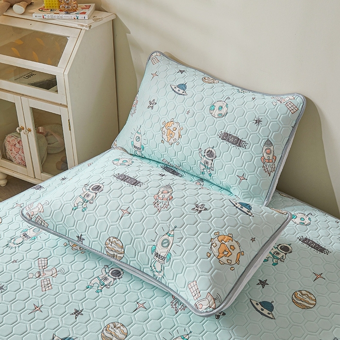 91家纺网 家纺一手货源 找家纺 （总）小萌虎 2024新款凉感冰丝印花床单款胶质凉席