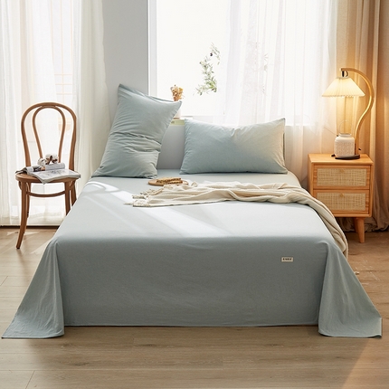 91家纺网 家纺一手货源 找家纺 暖阳 2025新款全棉水洗棉单床单 雅典大格绿