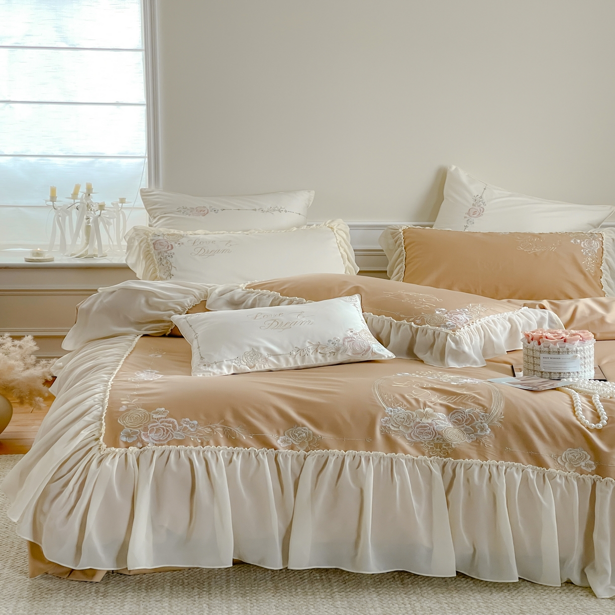 91家纺网 家纺一手货源 找家纺 2024新款100支全棉 温莎城堡系列四件套温莎城堡（图二） 美拉德棕