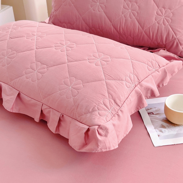 91家纺网 家纺一手货源 找家纺 情煊家纺 2024新款全棉纯色床笠 豆沙