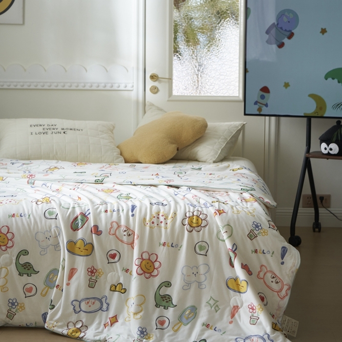 91家纺网 家纺一手货源 找家纺 米菲 A类生态锦棉牛奶针织棉大豆夏被（四季款） 糖果世界