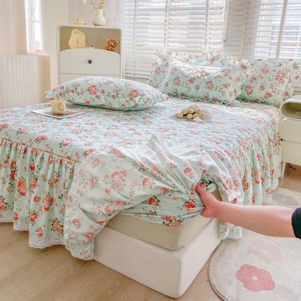 91家纺网 家纺一手货源 找家纺 （总）恋尚 2025新款蜜桃棉印花夹棉床笠式床裙