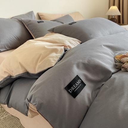 91家纺网 家纺一手货源 找家纺 （总）如约 2025春夏新品全棉13372纯色双拼四件套