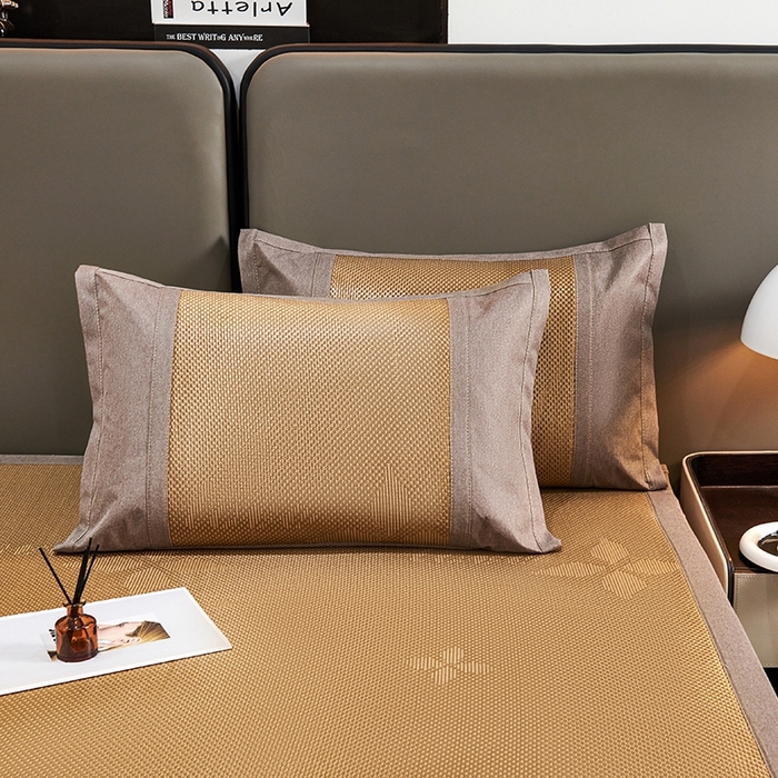 91家纺网 家纺一手货源 找家纺 青雅席业 2025年新款春夏3D复合冰藤养生席 四叶草-咖