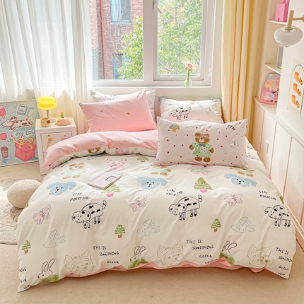 91家纺网 家纺一手货源 找家纺 佰亿莱 2024新款13372全棉印花四件套-风格二 小甜豆