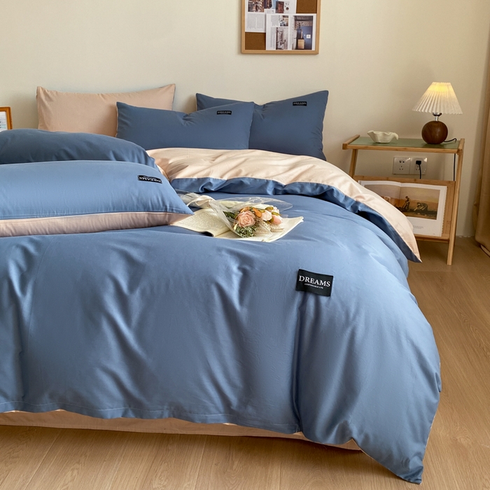 91家纺网 家纺一手货源 找家纺 （总）如约 2025春夏新品全棉13372纯色双拼四件套