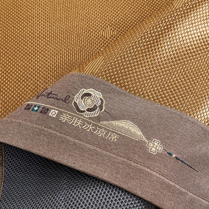 91家纺网 家纺一手货源 找家纺 青雅席业 2025年新款春夏3D复合冰藤养生席 四叶草-咖