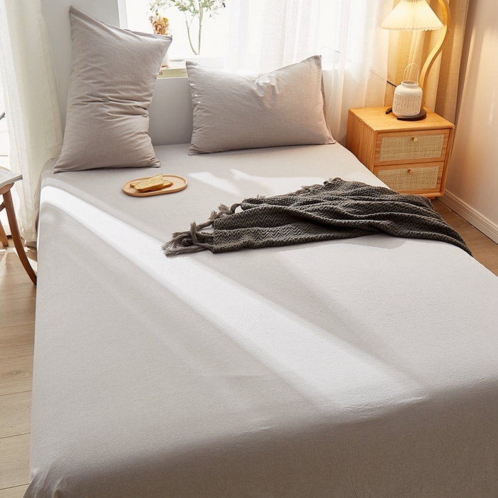 91家纺网 家纺一手货源 找家纺 暖阳 2025新款全棉水洗棉单床单 冰山灰