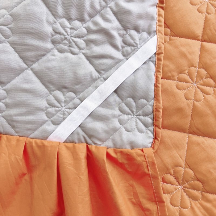 91家纺网 家纺一手货源 找家纺 情煊家纺 2024新款全棉亲肤夹棉纯色床裙 桔色