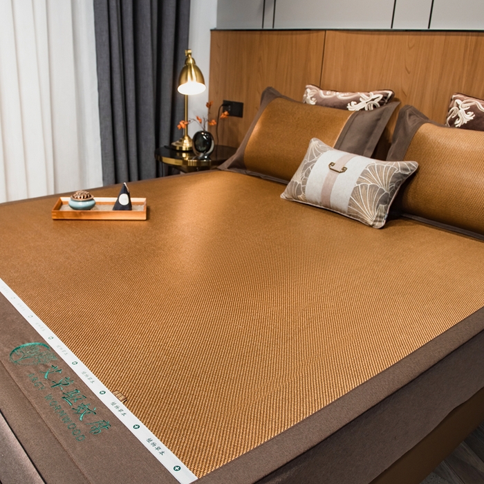 91家纺网 家纺一手货源 找家纺 全季家居 2024新款A类艾草驱蚊冰藤席 艾草-咖色