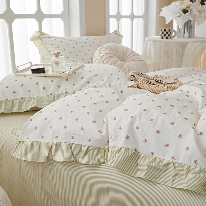 91家纺网 家纺一手货源 找家纺 一米阳光 2024新款2月全棉花边款四件套 锦觅