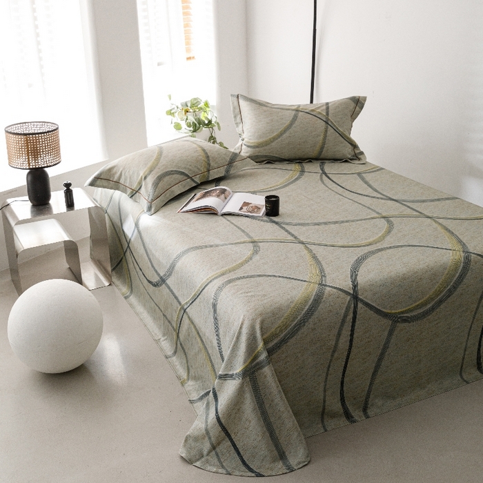 91家纺网 家纺一手货源 找家纺 舒慕家纺 2025新款天丝竹纤维竹语天丝凉席数码印花软凉席床单床笠 律动