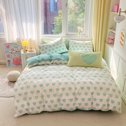 91家纺网 家纺一手货源 找家纺 佰亿莱 2024新款13372全棉印花四件套-风格二 恋爱心语