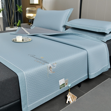 91家纺网 家纺一手货源 找家纺 【高端冷感系列】（总）小牛席业 2024新款天鹅刺绣冷感豆豆席系列凉席藤席冰藤席冰丝席竹席乳胶席凉感豆豆席凉豆豆