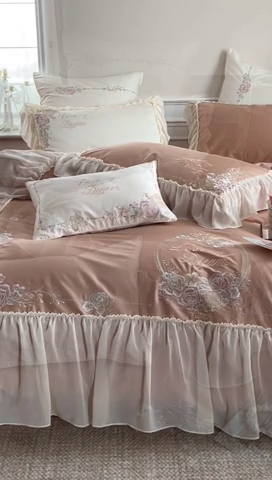 91家纺网 家纺一手货源 找家纺 2024新款100支全棉 温莎城堡系列四件套温莎城堡（图二） 美拉德棕