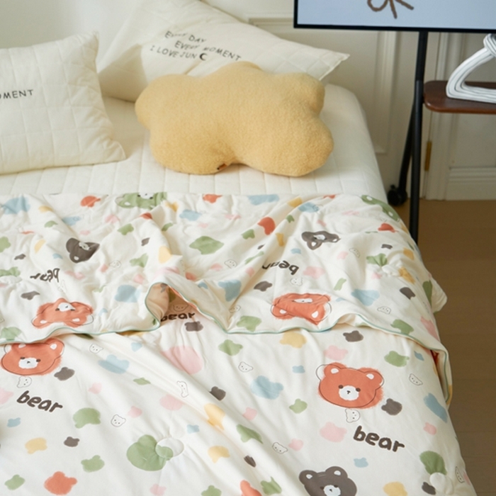 91家纺网 家纺一手货源 找家纺 米菲 A类生态锦棉牛奶针织棉大豆夏被（四季款） 缤纷小熊