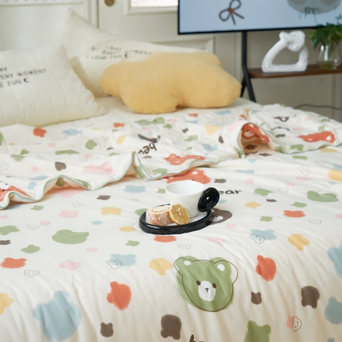 91家纺网 家纺一手货源 找家纺 米菲 A类生态锦棉牛奶针织棉大豆夏被（四季款） 缤纷小熊