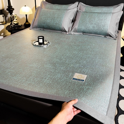 91家纺网 家纺一手货源 找家纺 全季家居 2024新款5A抗菌纯色现代肌理纹冰藤席 青绿