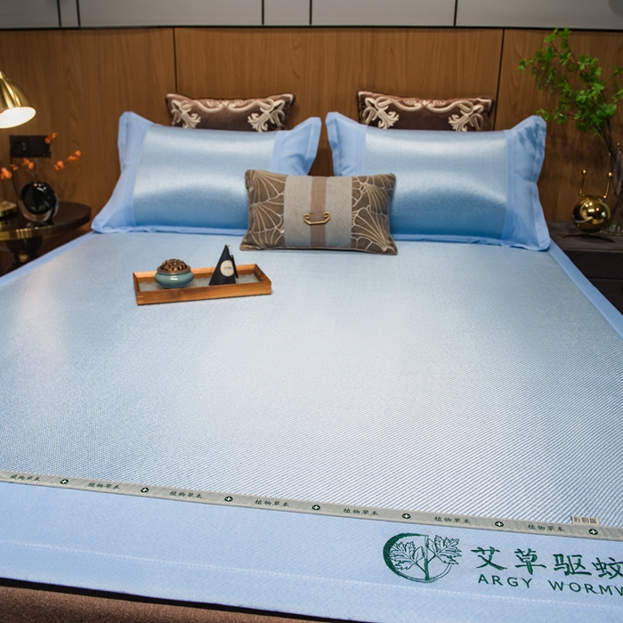 91家纺网 家纺一手货源 找家纺 全季家居 2024新款A类艾草驱蚊冰藤席 艾草-天蓝