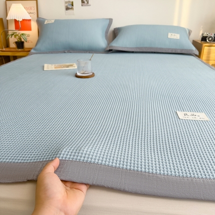 丝羽坊 2025新款PE凉感450克A类华夫格冰豆豆软凉席-平铺款 华夫格-蓝