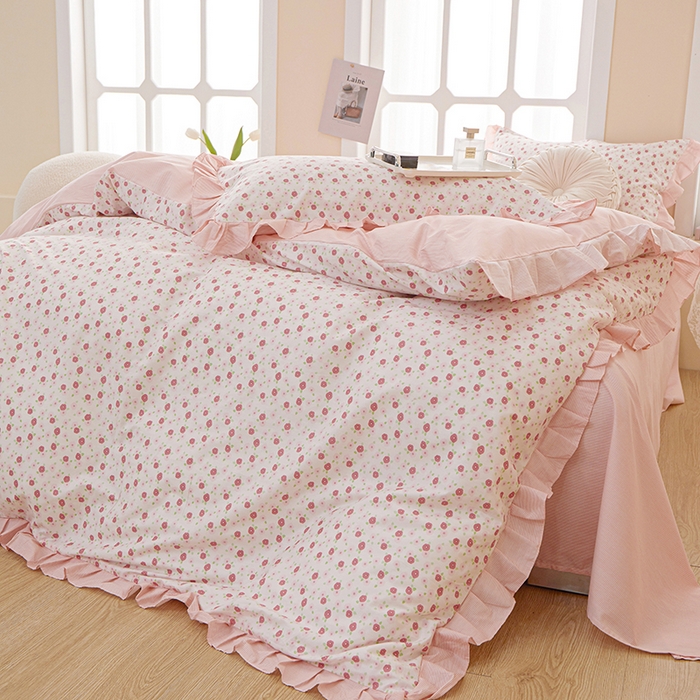 91家纺网 家纺一手货源 找家纺 一米阳光 2024新款2月全棉花边款四件套 洛莉