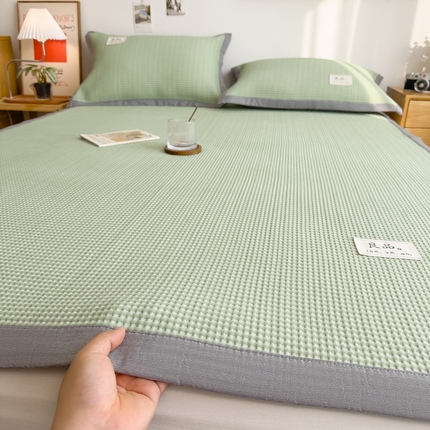 丝羽坊 2025新款PE凉感450克A类华夫格冰豆豆软凉席-平铺款 华夫格-绿