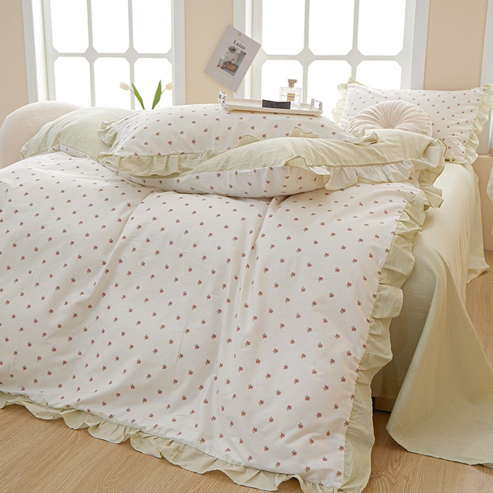 91家纺网 家纺一手货源 找家纺 一米阳光 2024新款2月全棉花边款四件套 锦觅