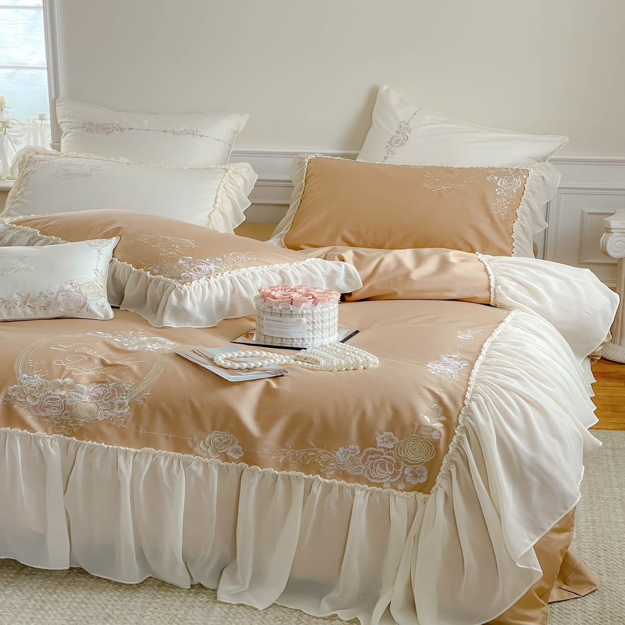 91家纺网 家纺一手货源 找家纺 2024新款100支全棉 温莎城堡系列四件套温莎城堡（图二） 美拉德棕