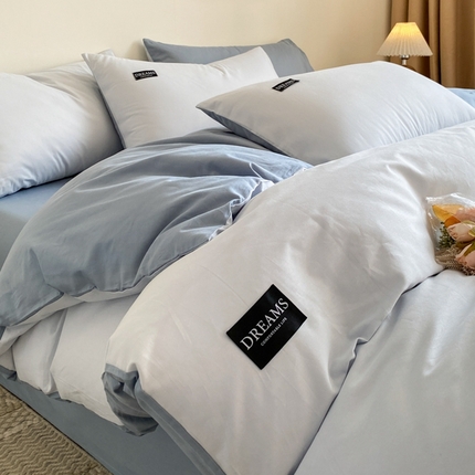 91家纺网 家纺一手货源 找家纺 （总）如约 2025春夏新品全棉13372纯色双拼四件套